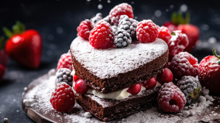 Heart shape cake with berries