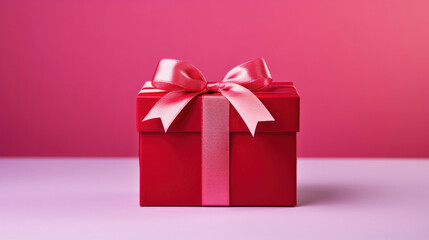 Fototapeta premium Pink gift box on a pink background.