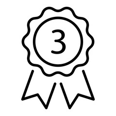 Black thin line 3rd award medal icon, simple 3 year warranty flat design vector pictogram, infographic vector for app logo web website button ui ux interface elements isolated on white background