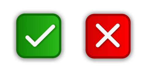 green tick and red cross	
