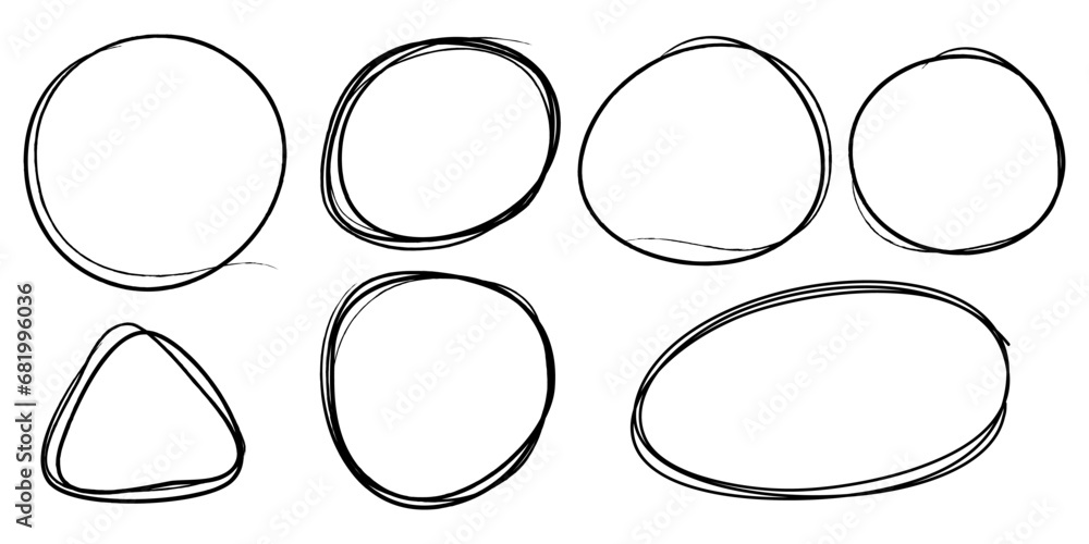 Poster hand drawn scribble line circles. doodle circular for message note mark design element. vector illus