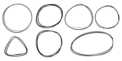 Hand drawn scribble line circles. Doodle circular for message note mark design element. vector illustration - obrazy, fototapety, plakaty