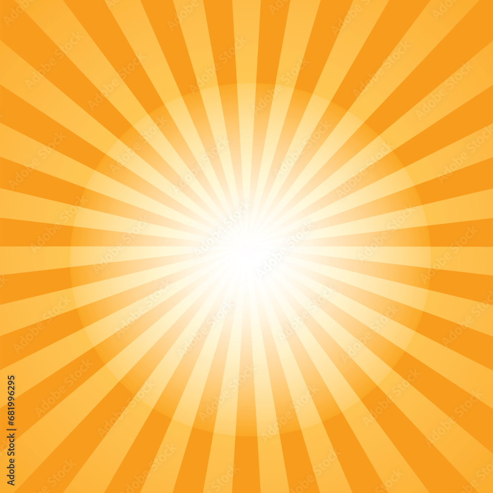 Aufkleber Orange background with white sun ray pattern of starburst. Abstract texture with flash