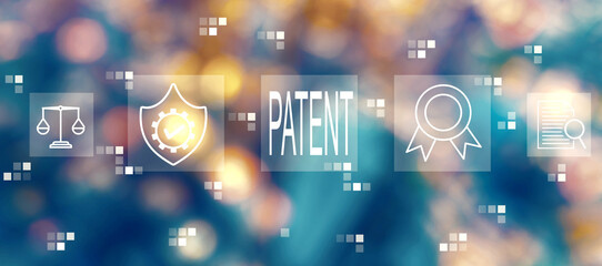 Patent concept with blurred city lights at night