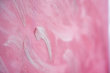 Abstract acrylic painting background with pink and white hand strokes