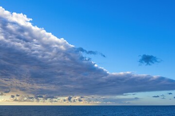 Colorful cloudy sky at sunset. Gradient color. Sky texture, abstract nature background.