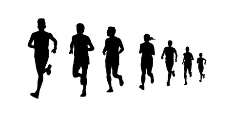 running people silhouette collection, jogging illustration