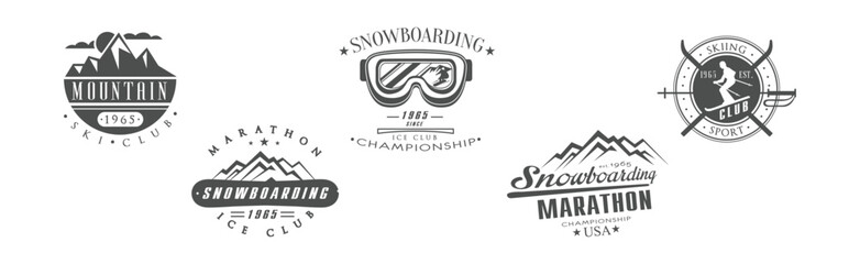 Mountain Camping Club Label and Emblem Vector Set