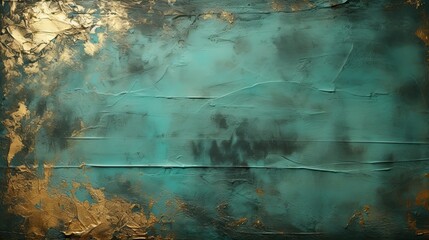 Uniform sea green texture with a stroke of gold paint