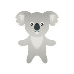 Funny cute koala isolated on white. Cartoon children character. Vector simple illustration of Australian animal.