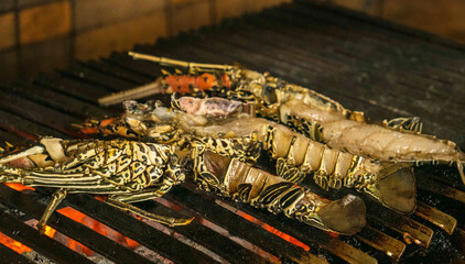 cooked crab on a grill