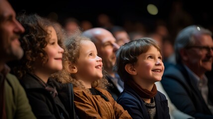 audience watching the play at the concert hall is immersed with an exciting expression. generative...