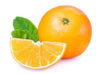 Fresh Orange fruit on white background, Japanese Ehime Orange with slices isolate on white background with cliping path.
