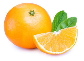 Fresh Orange fruit on white background, Japanese Ehime Orange with slices isolate on white background with cliping path.
