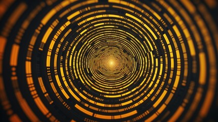 Psychedelic concentric circles background. Abstract gold and black concentric rings background. Color geometric design. Technology pattern. Generated by artificial intelligence