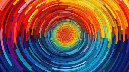 Psychedelic concentric circles background. Abstract concentric bright rings background. Color geometric design. Technology pattern. Generated by artificial intelligence