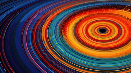 Psychedelic concentric circles background. Abstract concentric rings background. Color geometric design. Technology pattern. Generated by artificial intelligence