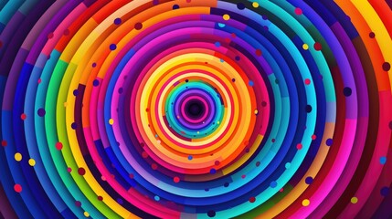 Psychedelic concentric circles background. Abstract bright concentric rings background. Color geometric graphic design template. Technology pattern. Generated by artificial intelligence