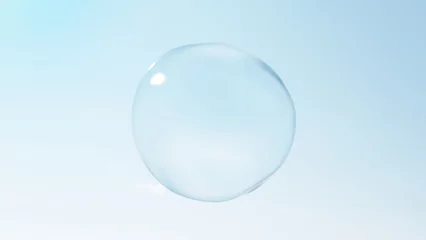 Fotobehang 青い空に丸い液体、水。背景素材。3D（横長） © nanako