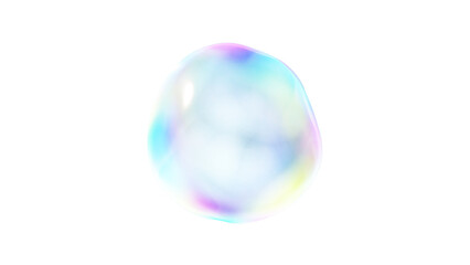 少し歪んだカラフルなシャボン玉。背景透過。3D（PNG）