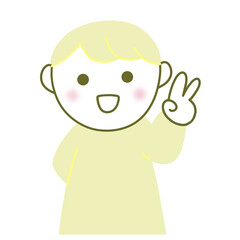 ピースサインをする男の子