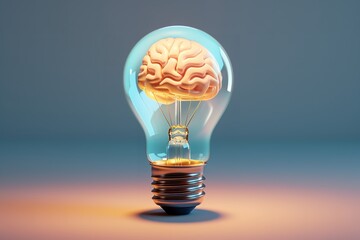 a lightbulb with a brain inside is a powerful symbol of the human mind's capacity for creativity, innovation, and problem-solving. The lightbulb represents new ideas and solutions