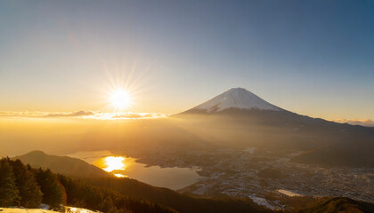 富士山　初日の出  　ai生成画像