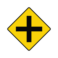 Obraz premium road intersection sign in yellow diamond shape.