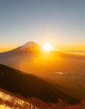 富士山　初日の出  　ai生成画像