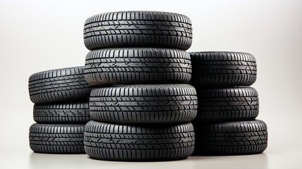 Fototapeta na wymiar A stack of car tires stacked on top of each other.