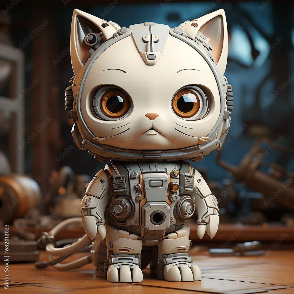 Poster 3d Robot cartoon cat 