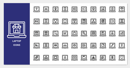 app laptop icon set. line icon collection. Containing icons. 