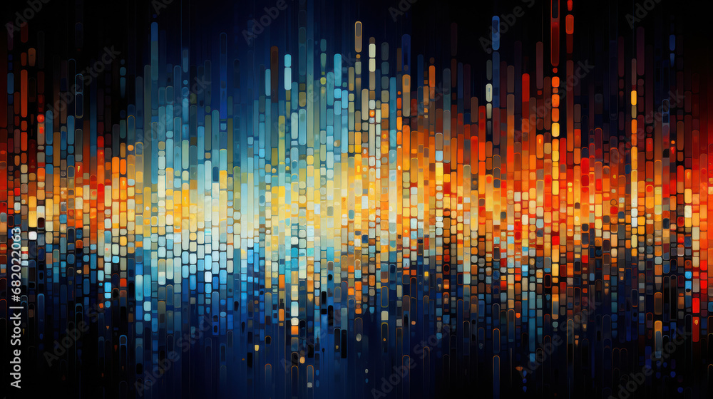 Wall mural technology abstract background. digital line dot and colorful bokeh. graphic design. generative ai