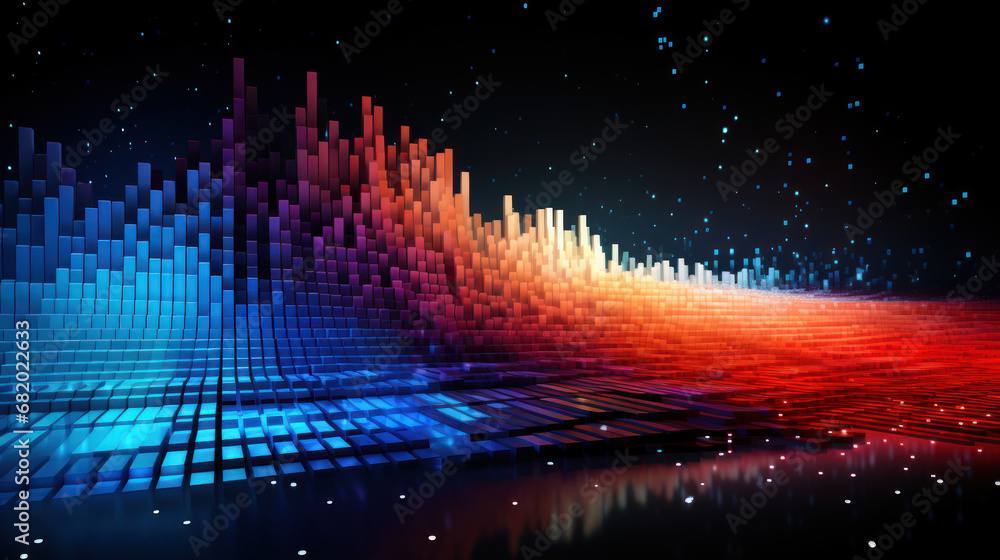 Wall mural technology abstract background. digital line dot and colorful bokeh. graphic design. generative ai