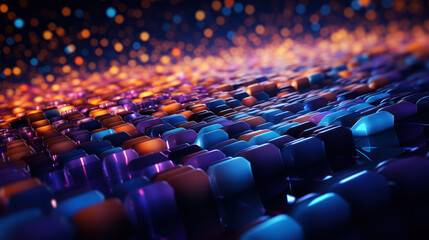 Obraz premium Technology abstract background. Digital line dot and colorful bokeh. Graphic design. Generative ai