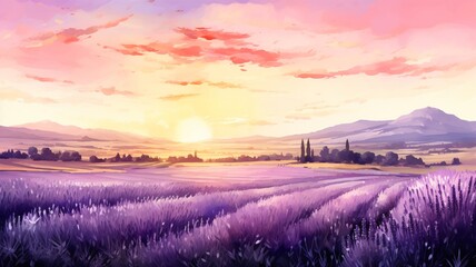 An ink drawing of a field full of vale lavender Ai generated art