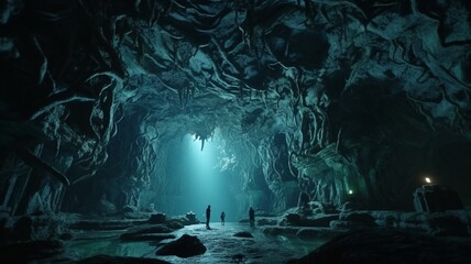 An underworld cave complex car is an amazing sight Ai generated art - obrazy, fototapety, plakaty