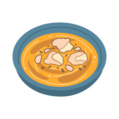 Hobakjuk, Korean pumpkin porridge with rice balls, topping with pumpkin seed