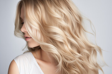 Fototapeta premium close-up portrait of a young woman with blond shiny hair