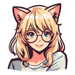 cute glasses blonde girl with cat ears