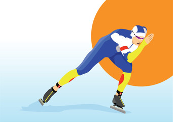 Fototapeta na wymiar Speed skating runner. Vector 3d illustration