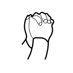 pray Hand drawn organic line doodle