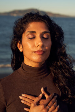 Portrait of  Indian Woman at the Beach 