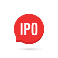 red ipo market bubble likeconcept. of initial public offering symbol and financial definition. flat simple trend modern logotype graphic art design element isolated on white - obrazy, fototapety, plakaty