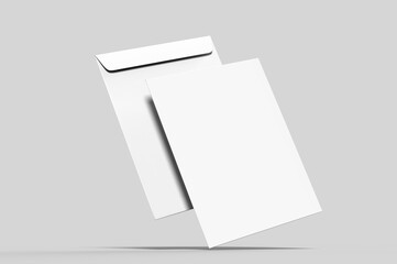 Large Size Kraft Envelope template, 3d illustration.