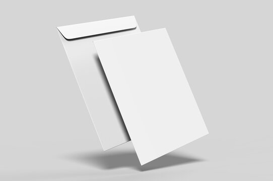 Large Size Kraft Envelope template, 3d illustration.