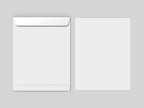 Large Size Kraft Envelope template, 3d illustration.