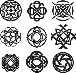 celtic elements ornaments knots icon set - obrazy, fototapety, plakaty