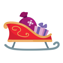 Sleigh of Santa Claus with gifts vector illustration