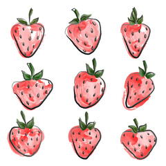 Strawberry patterns, red strawberries, strawberry background, vector illustration